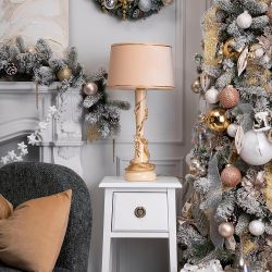 Настольная лампа Змея Катари Айвори с абажуром Тюссо Конфети Айвори