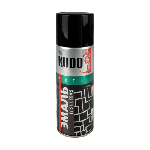 Аэрозольная алкидная краска Kudo KU-1002, глянцевая, 520 мл, RAL 9005, черная, 22047
