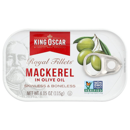 King Oscar, Royal Fillets™, макрель в оливковом масле, 115 г (4,05 унции)