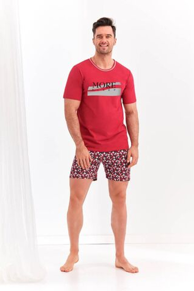 Мужской комплект Szymon с надписью на футболке (Размер: L) (Цвет: красный)