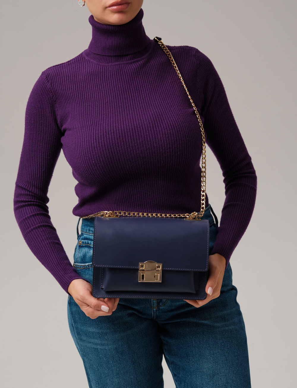 Кожаная сумка Azaro 90495 фиолетовый цветок