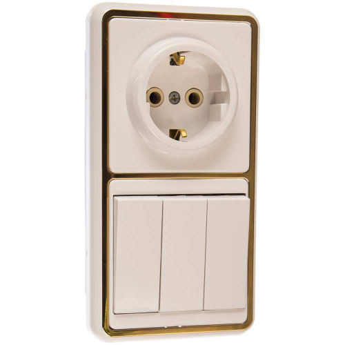 Блок БКЭР-033 Бэлла 3-кл+выкл+розетка с/з  033