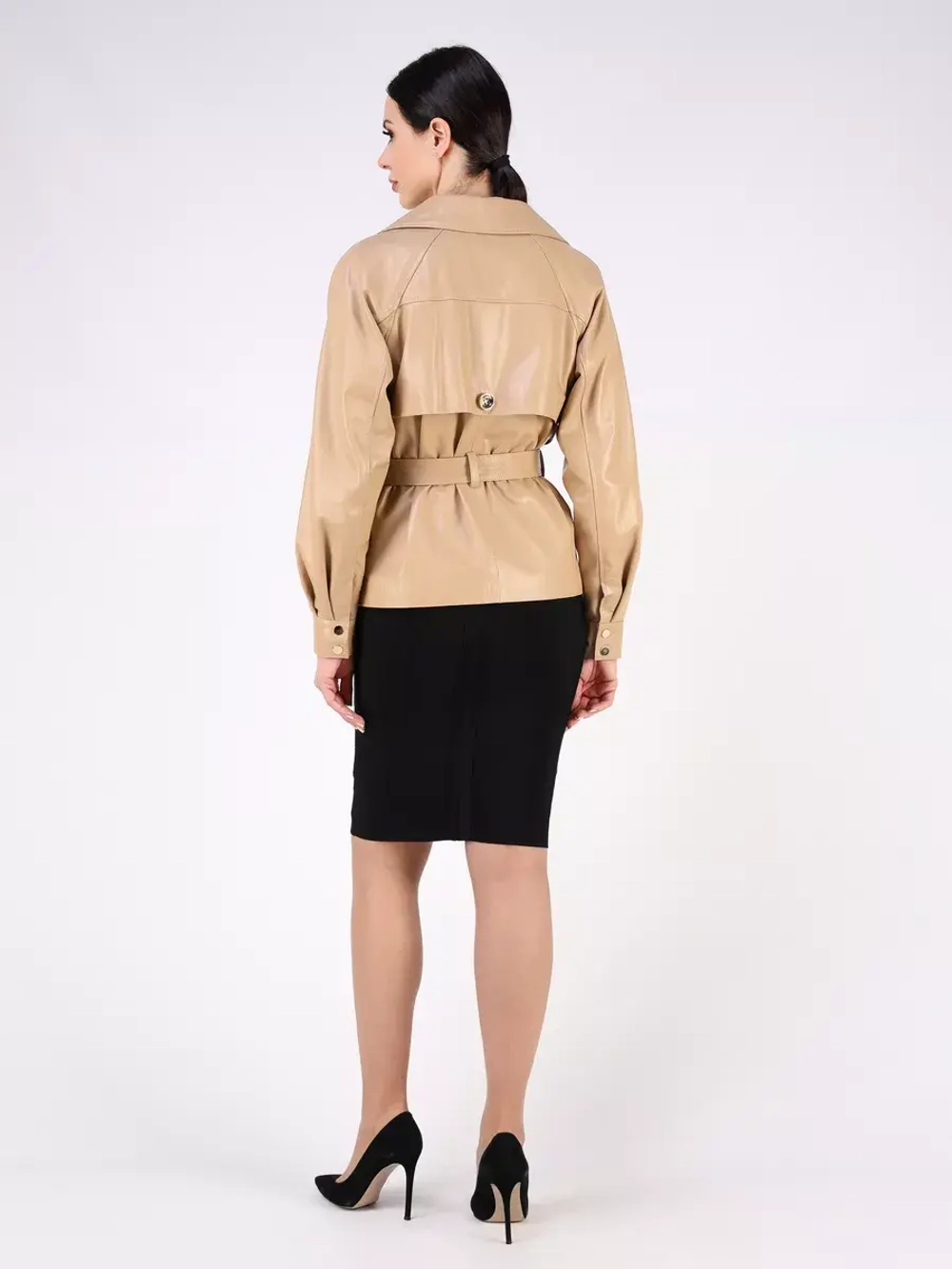 Кожаная куртка осень Турция тренч короткий