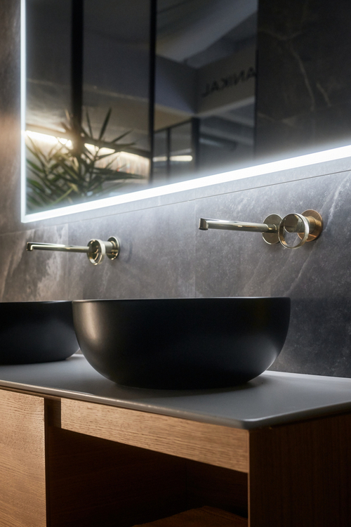 Смеситель для раковины Gessi Anello, настенный, длинный излив, встраиваемый, внешняя часть, цвет Finox Brushed Nickel