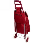 Тележка хозяйственная с сумкой (95*33*30см, колеса 16см, до 30 кг.) бабочки бордовая