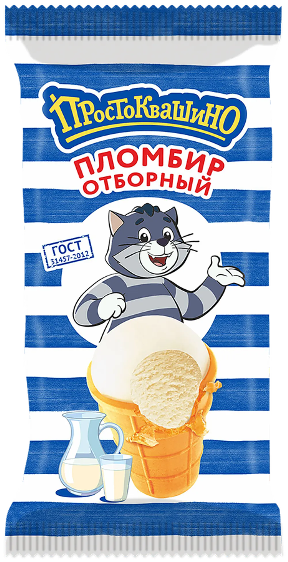 Вафельный стакан "Простоквашино" пломбир ванильный 15%, 90г 1/24, ЕАС