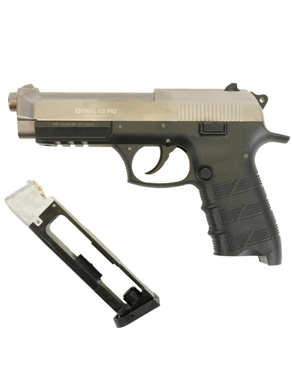 Пистолет пневматический EKOL ES P92 FUME (никель) 4,5 мм