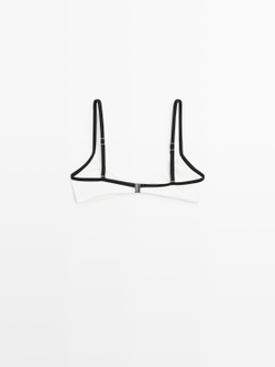 Massimo Dutti Топ бикини с рельефной отделкой, белый