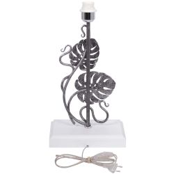 Настольная лампа Monstera Deliciosa (Монстера) Айс Античное серебро с абажуром Vintage Айвори