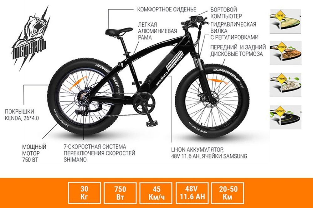 Электро-фэтбайк Медведь 2.0 HD 750