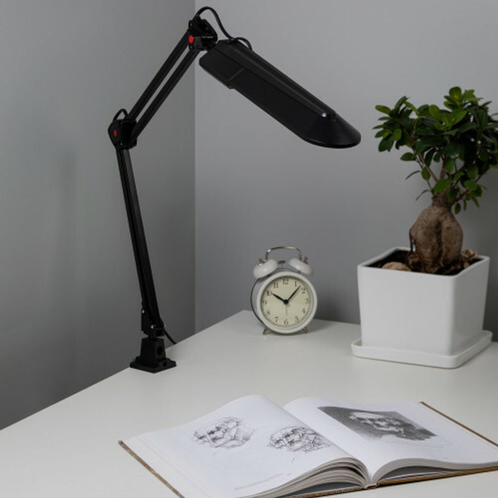 Настольный светильник ЭРА NL-201-G23-11W-BK с лампой PL на струбцине черный