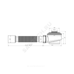 Сифон для поддона 1 1/2"x50/60/40 h=74мм с гофрой 40х50 слив клапан "клик-клак" (сетка), пробка D=42,6мм хром АНИ Пласт E415CLS