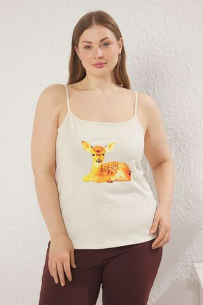 Коричневый вязаный пижамный комплект с рисунком Бэмби на бретелях TBBSS25AI00033