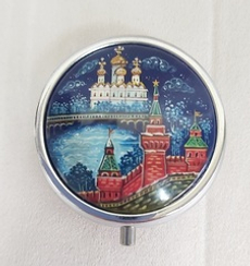 Таблетница с ручной росписью Палех "Золотые купола"