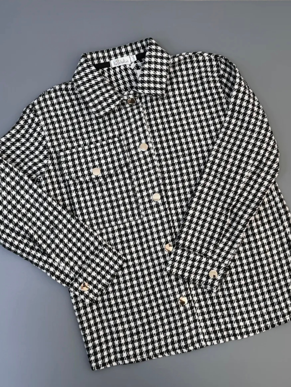 Рубашка с принтом "Гусиная лапка" черно-белого цвета