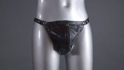 Мужские трусы-стринги с молнией (Размер: S-M-L) (Цвет: черный)