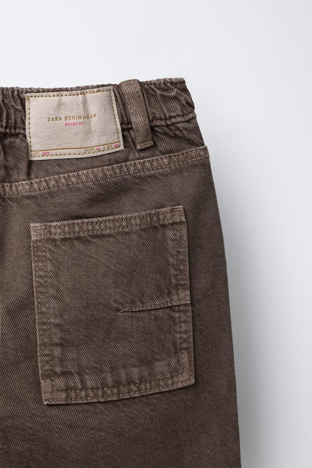 ZARA БРЮКИ BAGGY ИЗ ТВИЛА, КОРИЧНЕВЫЙ