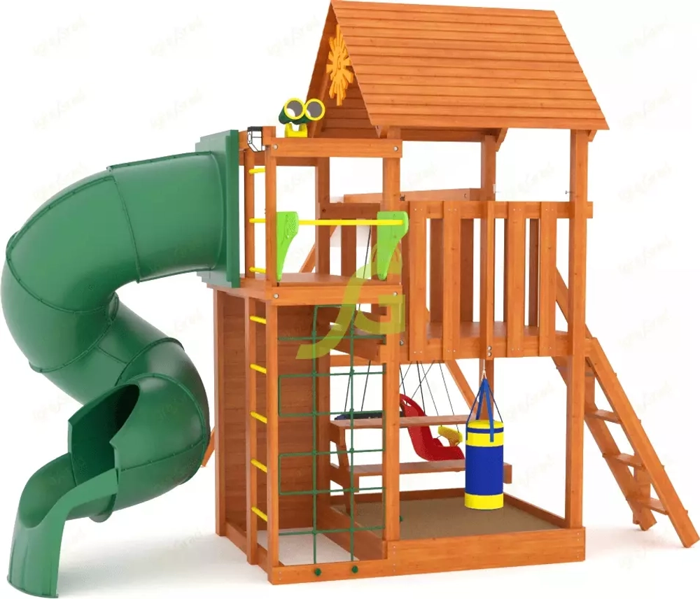 Детская площадка с горкой трубой