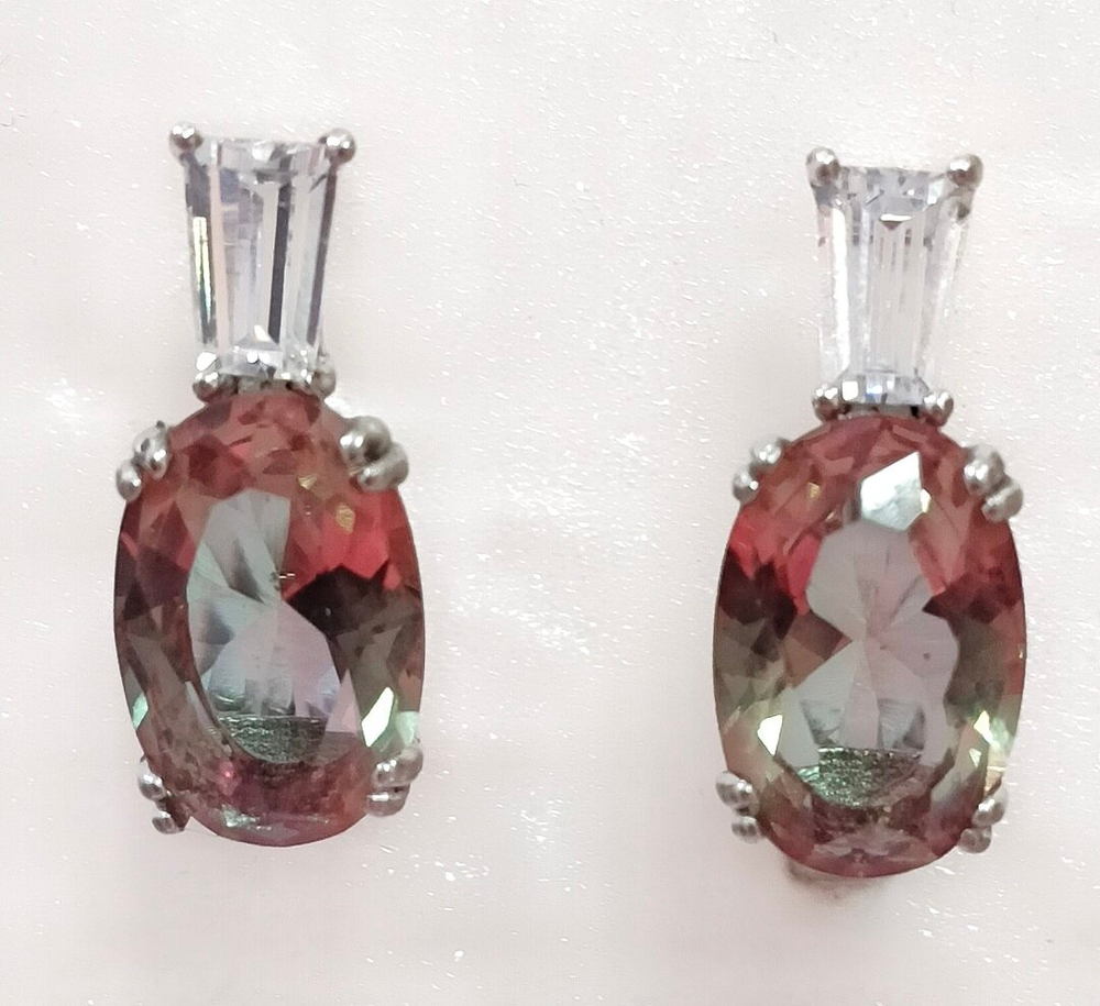 Ювелирные серьги из серебра 925 пробы,вставка султанит гидротермальный,фианит