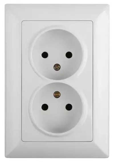 Розетка Intro Solo 4-204-01 без заземления двойная 2х2P 16А-250В IP20 скрытой установки белая