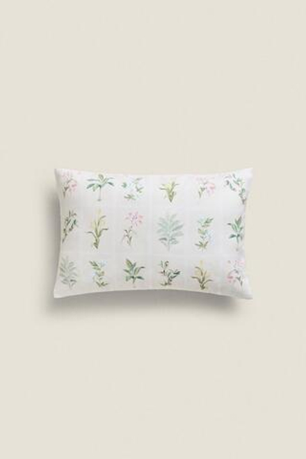ZARA HOME ЧЕХОЛ ДЛЯ ДЕКОРАТИВНОЙ ПОДУШКИ С ПРИНТОМ «ЦВЕТЫ», ЭКРЮ
