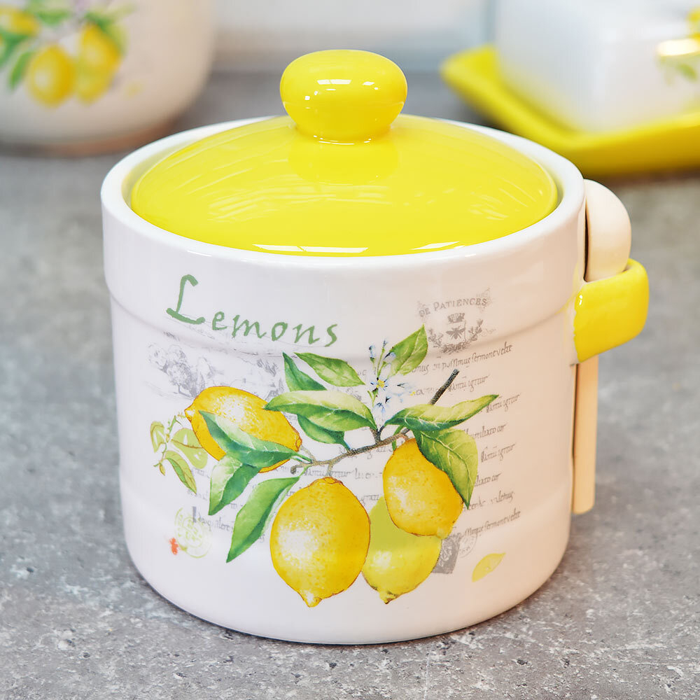 Банка для сыпучих 450мл с ложкой "Лимоны"