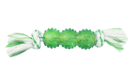 Игрушка для собак CanineClean Палочка синтетическая резина с канатом 25 см с ароматом мяты, зеленый