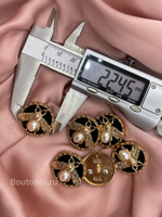 Пуговицы в стиле Гучч. с пчелками золотистые с жемчугом