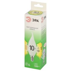 Лампочка светодиодная ЭРА GREEN LINE LED BXS-10W-830-E14 GL E14 10 Вт свеча на ветру теплый свет