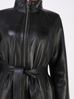 Кожаный плащ длинный натуральный пальто