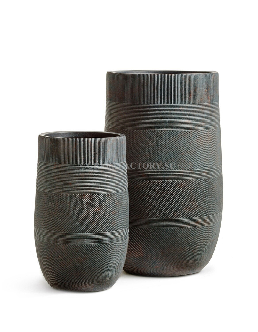 Кашпо TREEZ ERGO - серия Graphics - Высокая округлая чаша - Окись с медной патиной