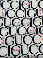 Курточно-плащевая ткань п/э Gucci белая с дизайнерским лого