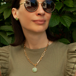 Серьги пусеты Fiore Luna GREEN AVENTURINE LE1109 G/G