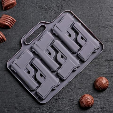 Форма для кондитерских украшений  «Пистолет», 18,7×13,4 см, 6 ячеек