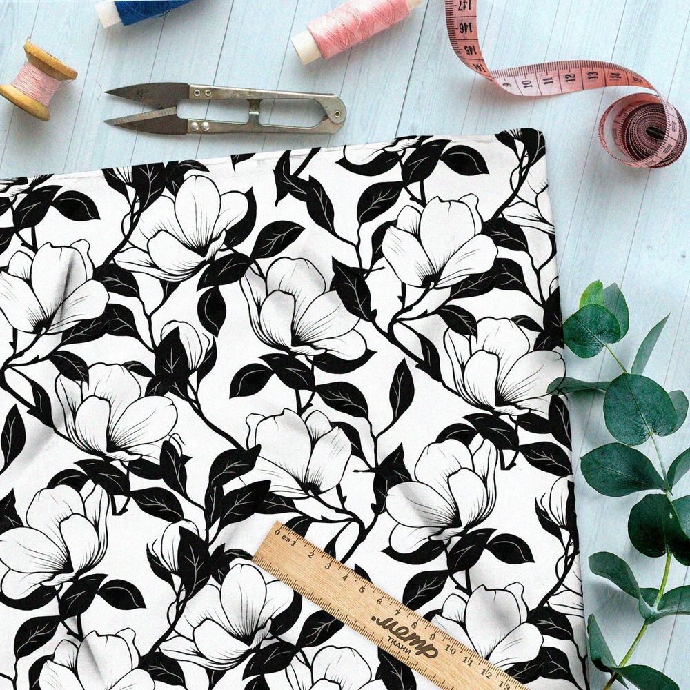 Ткань премиум бифлекс черно-белые иллюзии