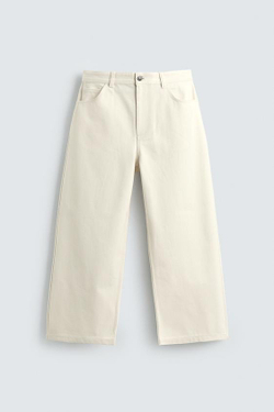 ZARA БРЮКИ RELAXED FIT, СВЕТЛО-БЕЖЕВЫЙ