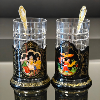 Коллекционный чайный набор подстаканников "Русские сказки" (ручная роспись Палех) №19