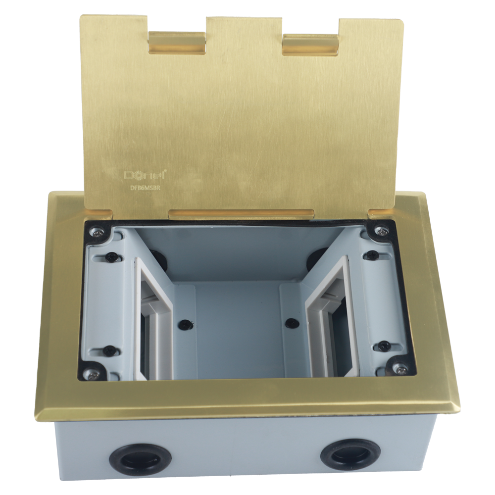 Лючок в пол 6 мод. (2 мод. 45х45 мм. + 2 мод. 22.5х45 мм.),  латунь,  (с уст. набором)