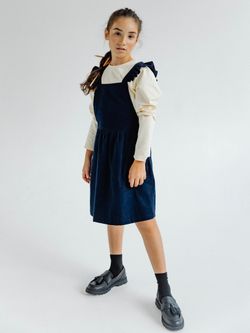 Сарафан из микровельвета с крылышками темно-синего цвета