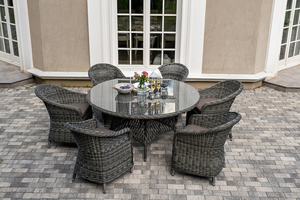 "Эспрессо–150 R" обеденная группа плетеная, цвет графит