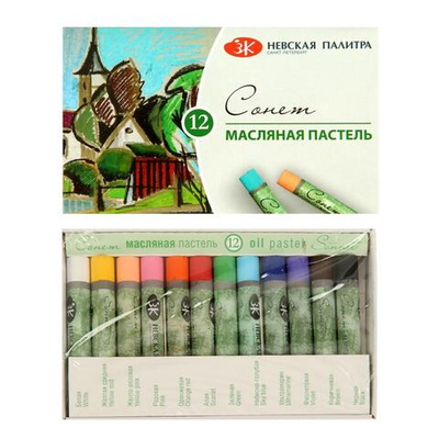 Пастель масляная ЗХК Сонет , 12 цветов, 9/59 мм, круглая, 7041155