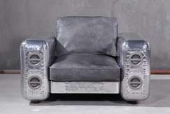 Кресло Aviator, серая натуральная кожа