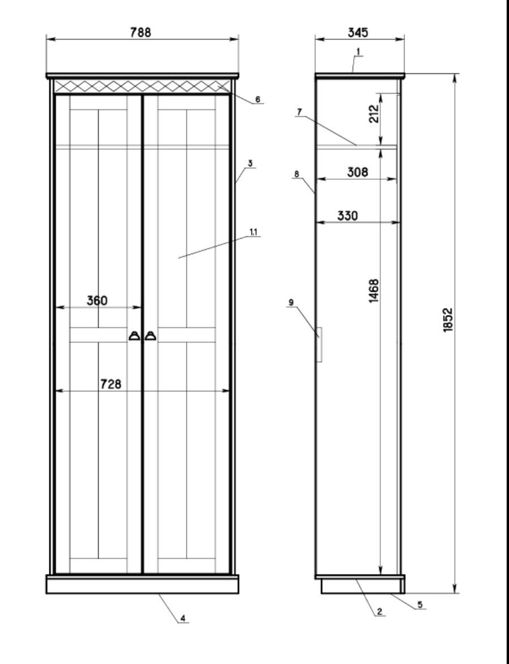 Шкаф 185х78,8х34,5 Индра, для одежды, распашной, оливковый, Dipriz