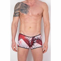 Мужские трусы хипсы с разноцветным принтом и черной окантовкой Cosmos Colors CP30_BRW