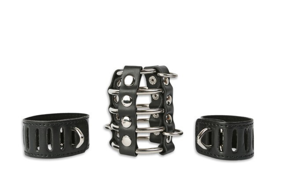 Оковы на член и мошонку (пояс верности) (Цвет: черный с серебряным)