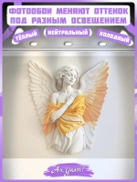 3D фотообои девушка-ангел с оранжевыми перьями