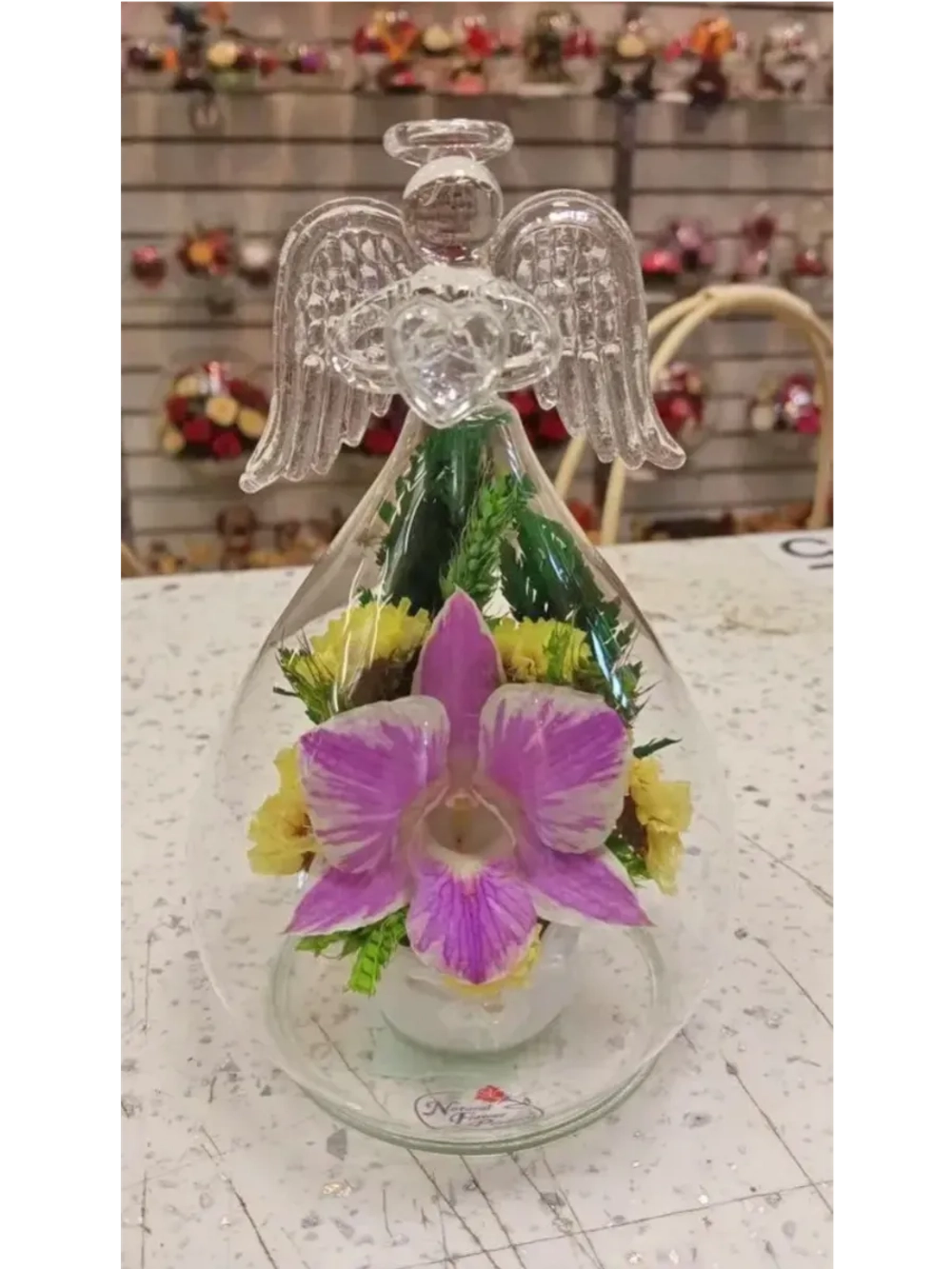 натуральная орхидея в стеклянном ангеле, вакуум 04.10