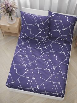 Постельное белье Полисатин Мечта "Галактика" 2-спальное Наволочка 50х70 см 2 шт Простынь на резинке 160x200 см Пододеяльник 175x215 см