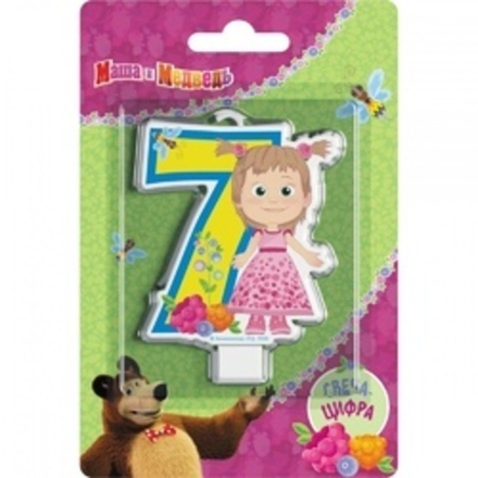 Свеча Цифра 7, Маша и Медведь, 8см