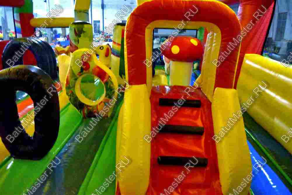 Надувной батут "Страна Сафария" с крышей и высокими горками 11*7*6 м